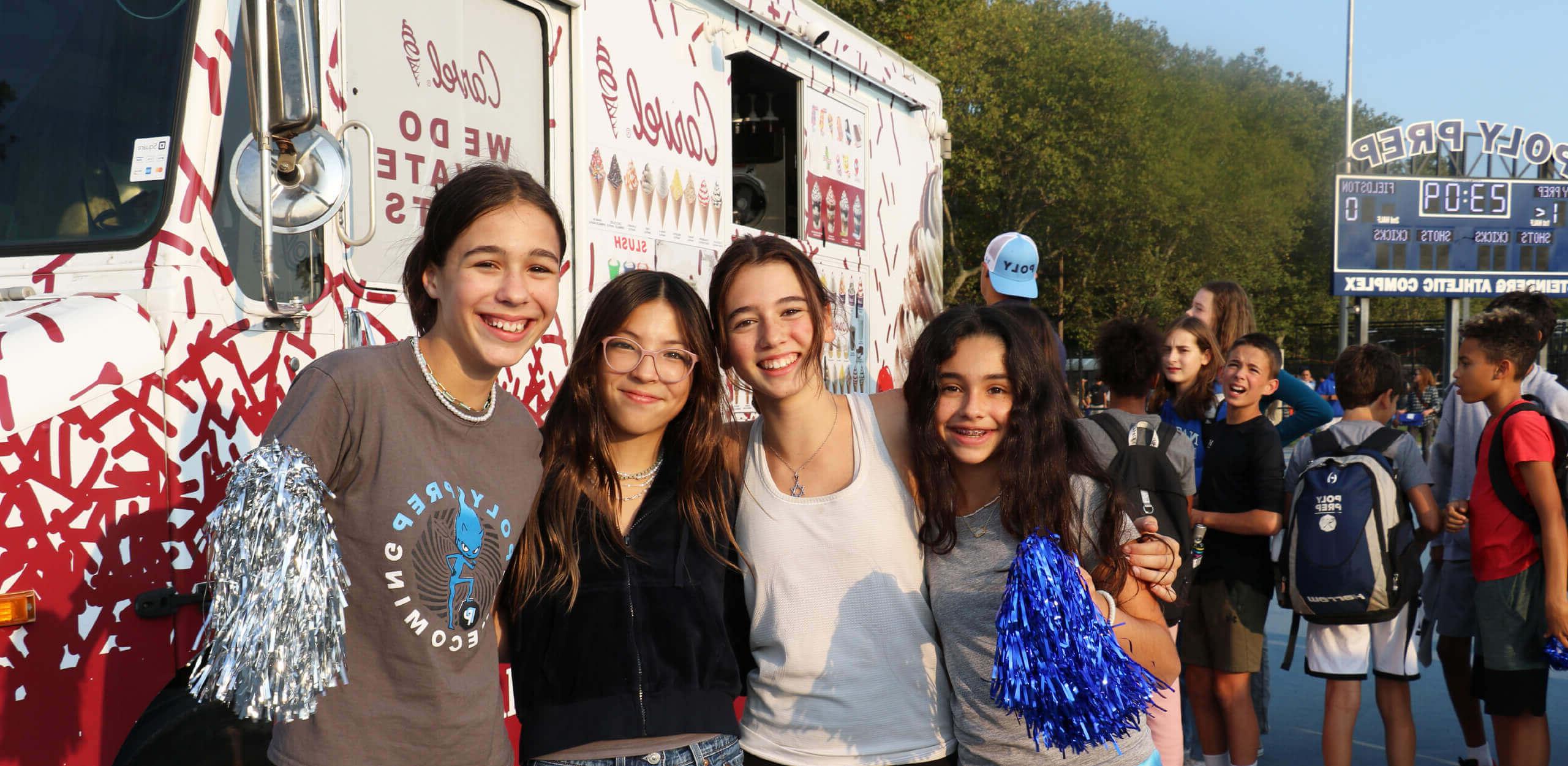 Friends in front of Carvel truck